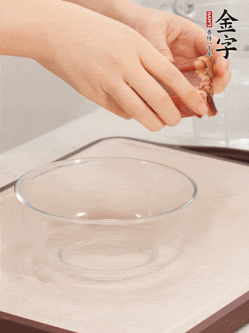 火腿切片、溫水浸泡5分鐘